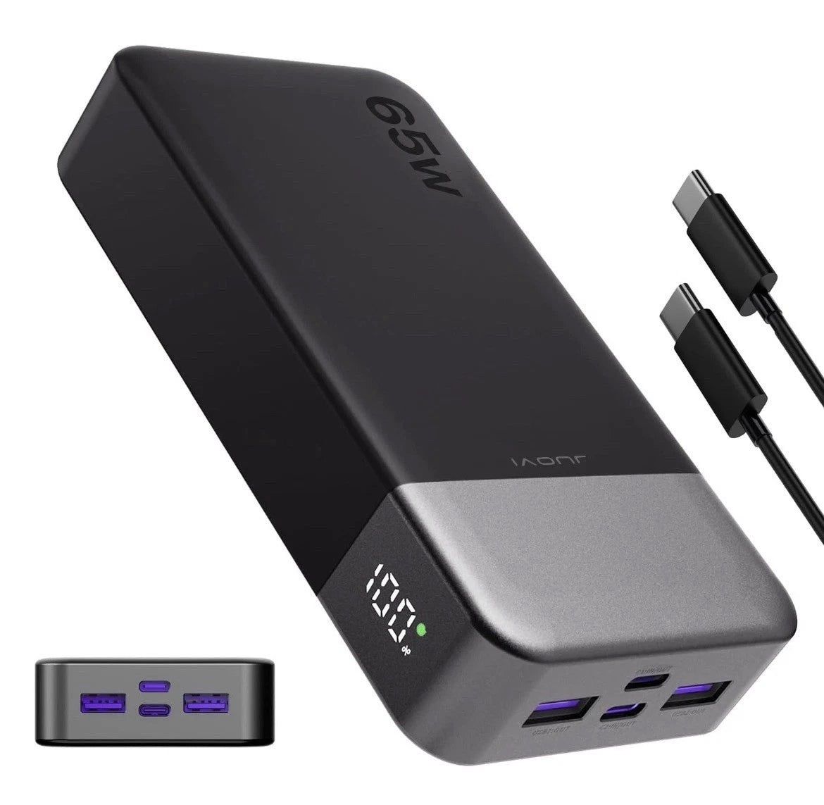 65W Fast Charging Power Bank with LED Digital Display (4 Ports)